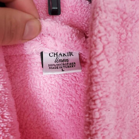 CHAKIR linen Pink Large Bathrobe - Picture 3 of 4